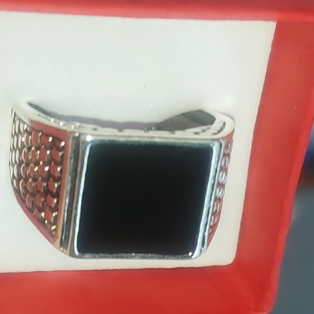 Silver and Black Square Ring - Picture 8 of 9